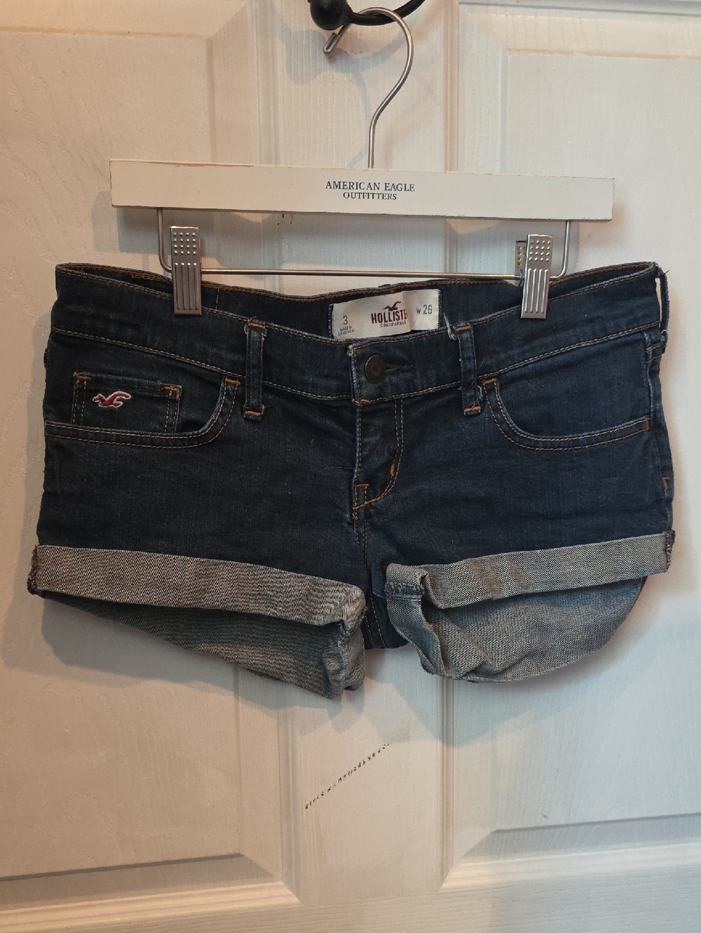 Hollister Dark Indigo Rolled Cuff Denim Shorts